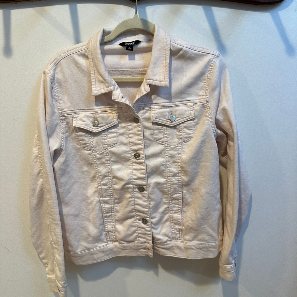 Buffalo David Bitton Womens Pale Pink Denim Trucker Jacket Size L